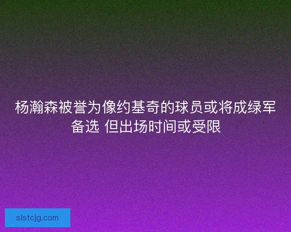 杨瀚森被誉为像约基奇的球员或将成绿军备选 但出场时间或受限