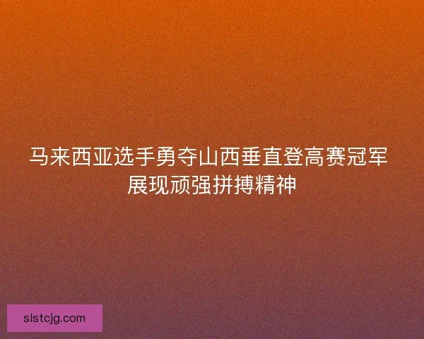 马来西亚选手勇夺山西垂直登高赛冠军 展现顽强拼搏精神